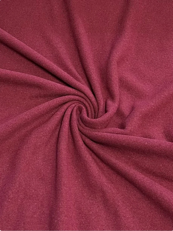 Strickstoff Baumwolle uni angeraut bordeaux made in Italy