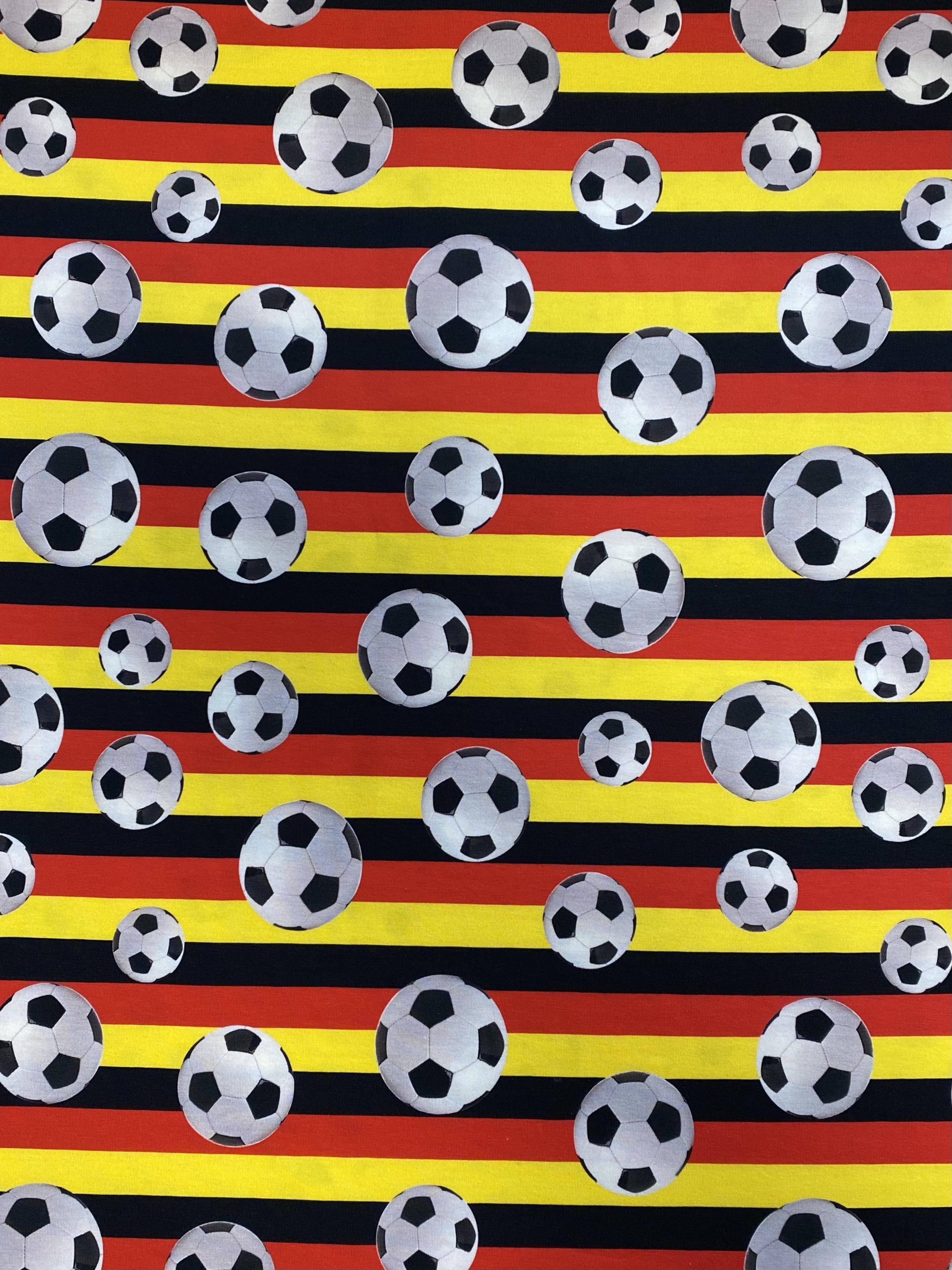Baumwoll Jersey Stoff Fussball WM Deutschland Kinderstoff für Jungen Gemustert 