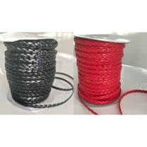 geflochtene Kunstlederband, rot, schwarz, 6mm