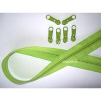 Endlos Reißverschluss grün, Set 2m + 6 Zipper
