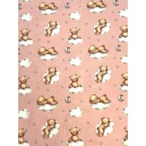 Sweat French Terry Digitaldruck Teddy Kinderstoff rosa