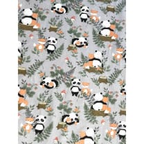 Baumwollstoff Kinderstoff Panda hellgrau Breite 160cm