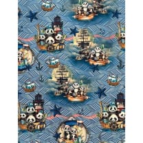 Jersey Stoff Kinderstoff Digitaldruck Panda im Schiff