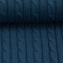 Strickstoff Zopfstrick Baumwolle jeansblau