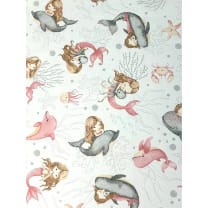 Baumwollstoff Kinderstoff Meerjungfrau Breite 160cm 