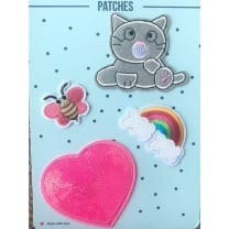 Aufnäher Applikation Katze Herz Set 4 Teile