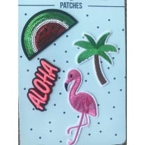 Aufnäher Applikation Patches Aloha Wassermelone Palme Set 4 Teile