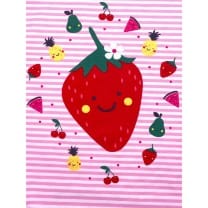 Panel Jersey Stoff Erdbeere Blumen rosa Kinderstoff