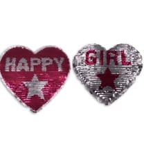 Wendepailletten XL-Patch Aufnäher Applikation Herz Girl