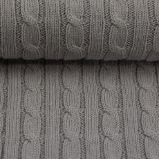 Strickstoff Zopfstrick Baumwolle grau