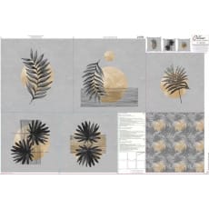 Stoff Panel für 3 Kissenbezüge Canvas Palmen