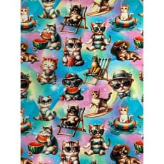 Jersey Stoff Kinderstoff Digitaldruck Katzen Sommer