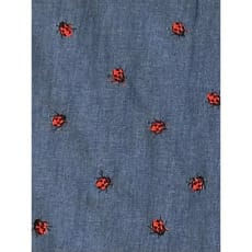 Jeans Stoff Blusenjeansstoff Marienkäfer Stickerei