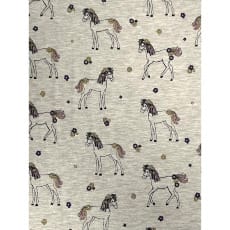 Jersey Stoff Kinderstoff meliert Pferd Glitzer