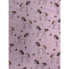 Jersey Stoff Kinderstoff meliert Pferd Glitzer