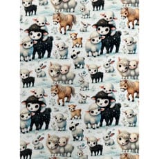 Sweat French Terry Kinderstoff Digitalprint Tierchen