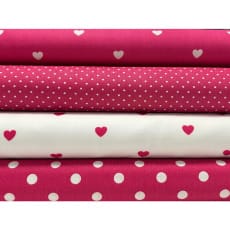 Stoffpaket Baumwolle Herzchen Punkte pink