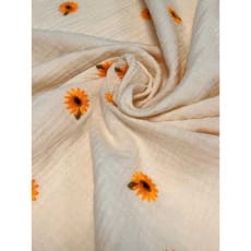 Double Gauze Stoff Stickerei Sonnenblumen