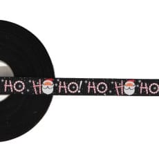 Dekoband Baumwolle Webband Weihnachten 15 mm, "Ho-Ho"