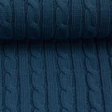 Strickstoff Zopfstrick Baumwolle jeansblau