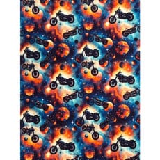 Sweat French Terry Kinderstoff Digitaldruck Galaxy Rides