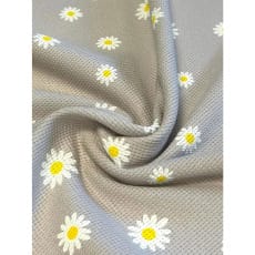 Baumwollstoff Waffeljersey Waffelstrick Margeriten sand