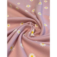 Baumwollstoff Waffeljersey Waffelstrick Margeriten poudre