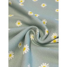 Baumwollstoff Waffeljersey Waffelstrick Margeriten mint
