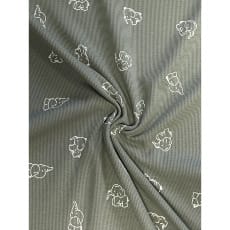 Baumwollstoff Waffeljersey Waffelstrick Elefant hellkhaki