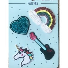 Aufnäher Applikation Gitarre Einhorn Set 4 Teile