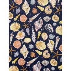 Canvas Digital Stoff Dekostoff Baumwollstoff Maritim Muscheln Breite 135 cm