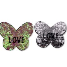 Wendepailletten XL-Patch Aufnäher Applikation Schmetterling Love Liebe