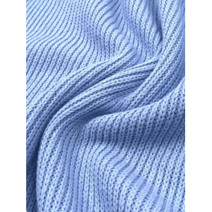 Strickstoff Baumwolle uni hellblau gerippt kaufen