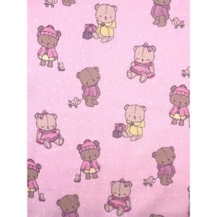 Baumwolle Kinderstoff Teddy Bär rosa kaufen