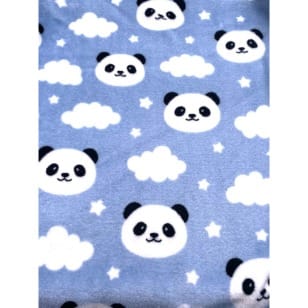 Fleecestoff Teddy Panda Wolke doppelseitig hellblau Breite 150 cm kaufen