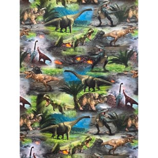 Jersey Stoff Kinderstoff Digitaldruck Dinos ab 50 cm kaufen