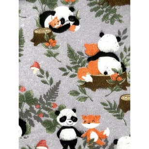 Flanell Stoff Baumwolle bedrückt Kinderstoff Panda und Fuchs kaufen