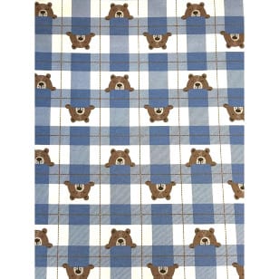 Flanell Stoff Baumwolle Kinderstoff Bär Karo hellblau kaufen