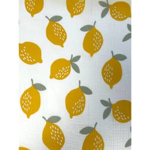 Double Gauze Musselin Stoff Zitrone weiß kaufen