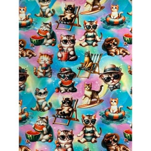 Jersey Stoff Kinderstoff Digitaldruck Katzen Sommer kaufen