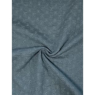 Double Gauze Stoff Musselin Stickerei Embroidery Altblau kaufen