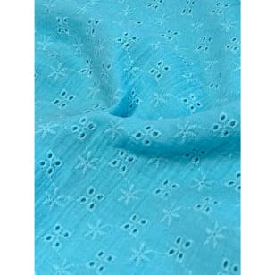 Double Gauze Stoff Musselin Stickerei Embroidery Türkis kaufen