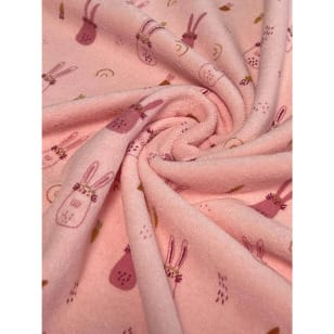 Frottee Stoff Kinderstoff Muster Hase rosa kaufen