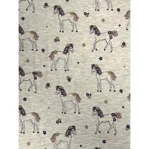 Jersey Stoff Kinderstoff meliert Pferd Glitzer kaufen