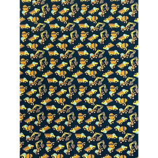 Jersey Stoff Kinderstoff Baufahrzeuge petrol ab 50 cm kaufen