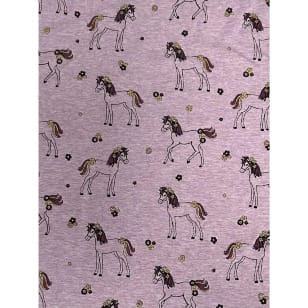 Jersey Stoff Kinderstoff meliert Pferd Glitzer kaufen