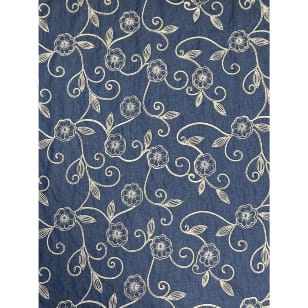 Jeans Stoff Blusenjeansstoff Blumen Stickerei kaufen