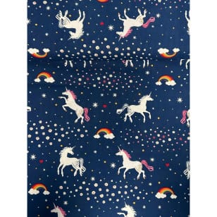 Dekostoff Baumwolle Stoff Einhorn Glow in the dark kaufen