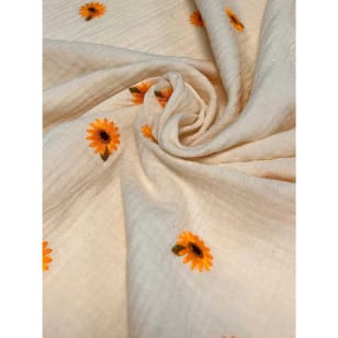 Double Gauze Stoff Stickerei Sonnenblumen kaufen