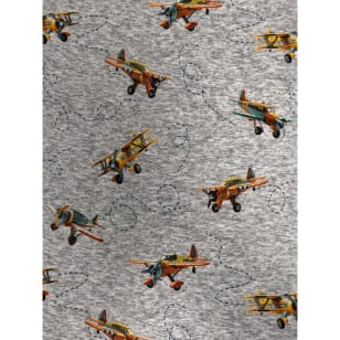 Alpenfleece Muster Flugzeuge Digitaldruck Breite 150 cm kaufen